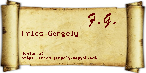 Frics Gergely névjegykártya